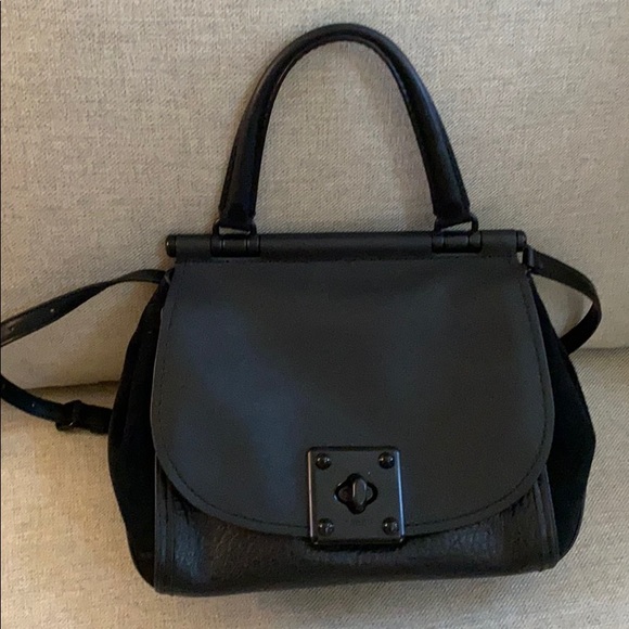 Selena Gomez Coach black purse with black leather and suede - Picture 1 of 9